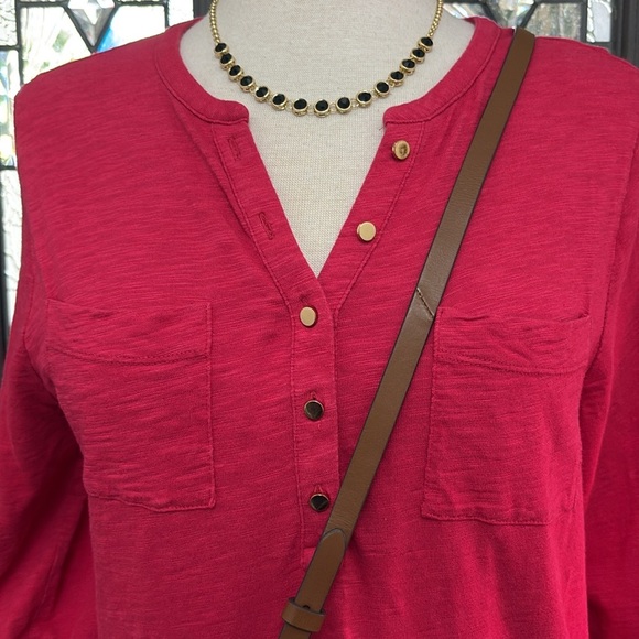 Chico’s Women's Cotton Slub Henley Ultimate Tee - Picture 3 of 10